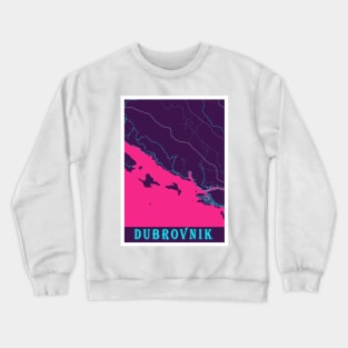 Dubrovnik Neon City Map Crewneck Sweatshirt